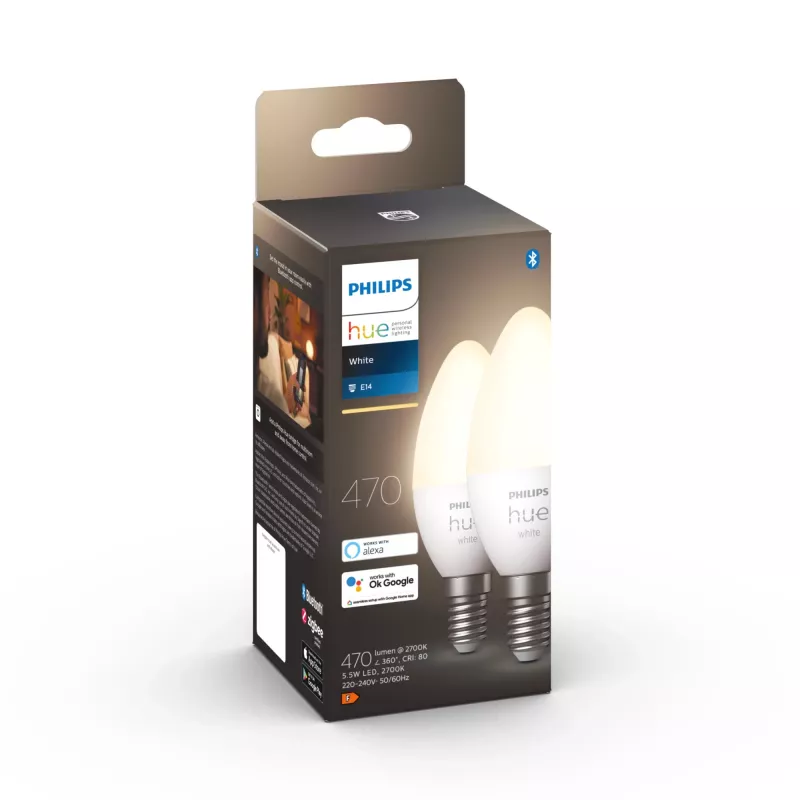 Smart bulb Philips Hue White Candle E14 Bluetooth Zigbee 2-pack
