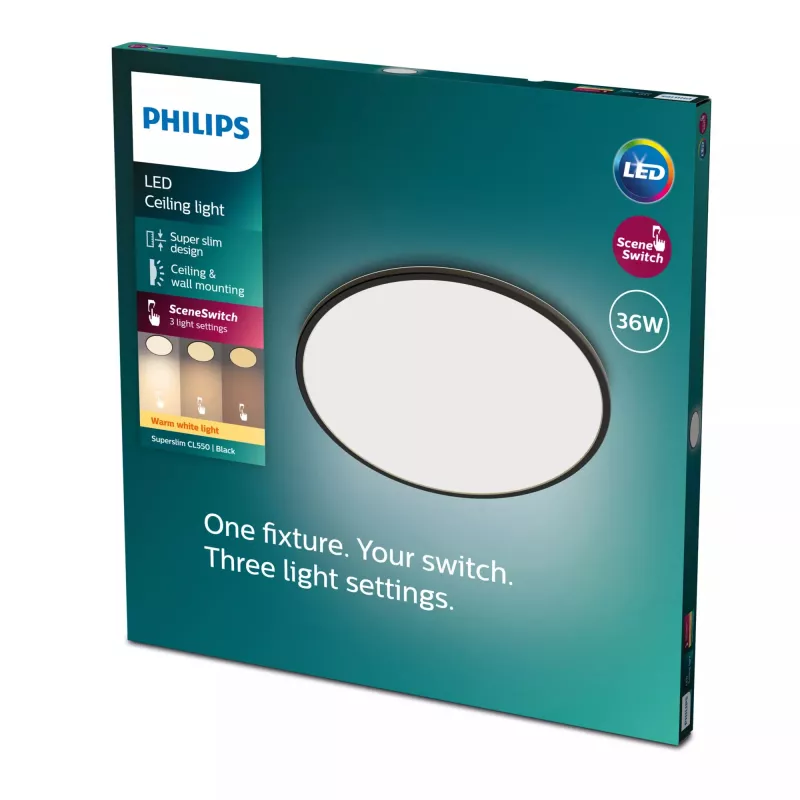 Ceiling Light Philips Functional Super Slim 36 W LED Black Round