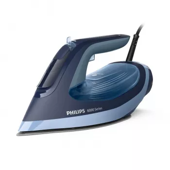Steam iron Philips 6000 series DST6120/20 — 2600 W, SteamGlide Plus soleplate, 190 g/min boost, 0.3 L water tank, 1.5 kg, Blue
