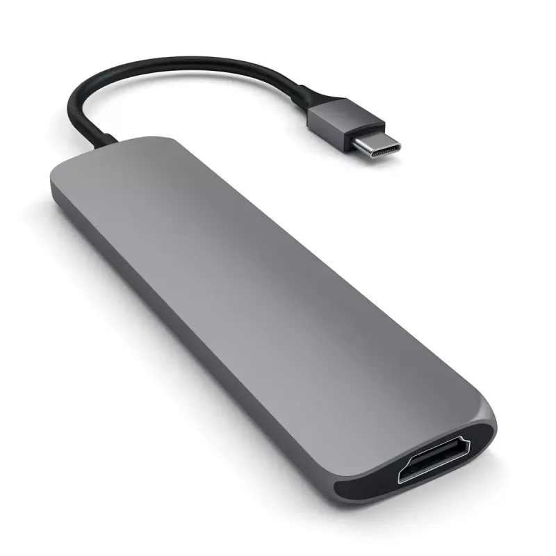 Satechi ST-CMAM laptop dock/port replicator USB 3.2 Gen 1 Type-C, HDMI, USB-A, USB-C, Grey, aluminium