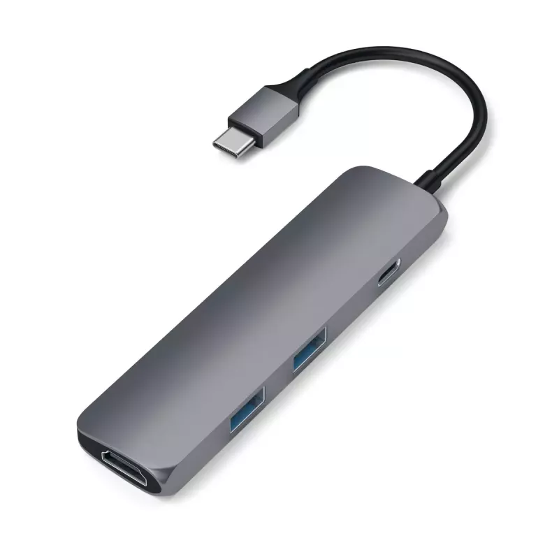 Satechi ST-CMAM laptop dock/port replicator USB 3.2 Gen 1 Type-C, HDMI, USB-A, USB-C, Grey, aluminium