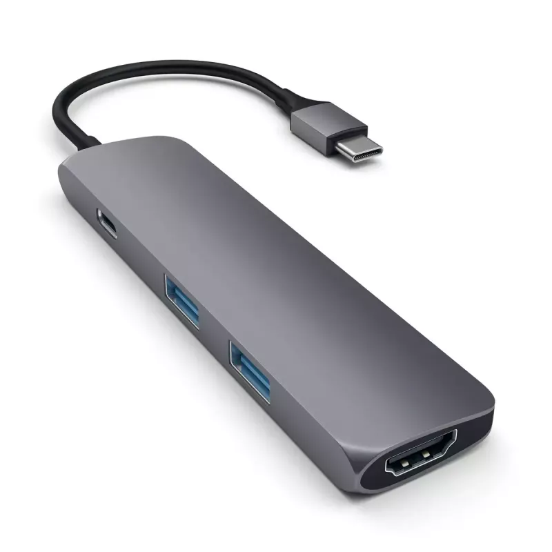 Satechi ST-CMAM laptop dock/port replicator USB 3.2 Gen 1 Type-C, HDMI, USB-A, USB-C, Grey, aluminium
