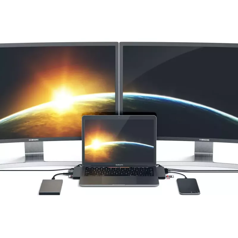 Satechi laptop dock/port replicator ST-CMBPM — USB 3.2 Gen 1 Type-C host, HDMI, USB-A, SD/MicroSD, Grey