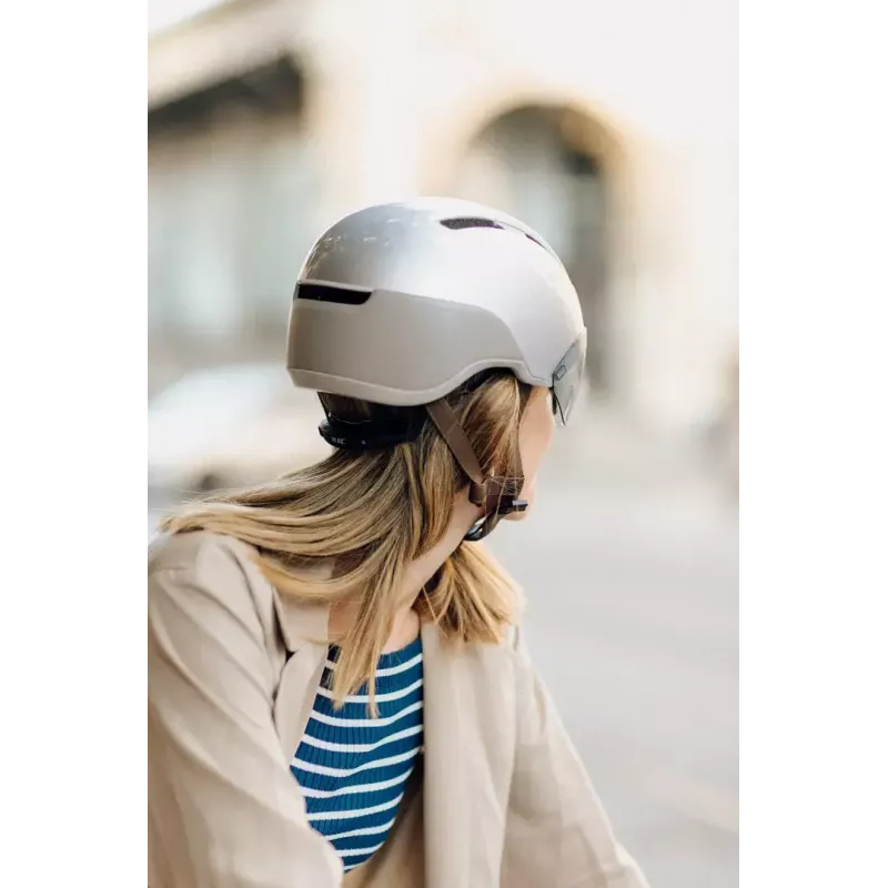 Cycling helmet HJC CALIDO PLUS L, Pearl Greyish Silver, in-mold, 58–63 cm, 350 g, magnetic visor
