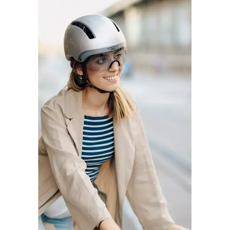 Cycling helmet HJC CALIDO PLUS L, Pearl Greyish Silver, in-mold, 58–63 cm, 350 g, magnetic visor