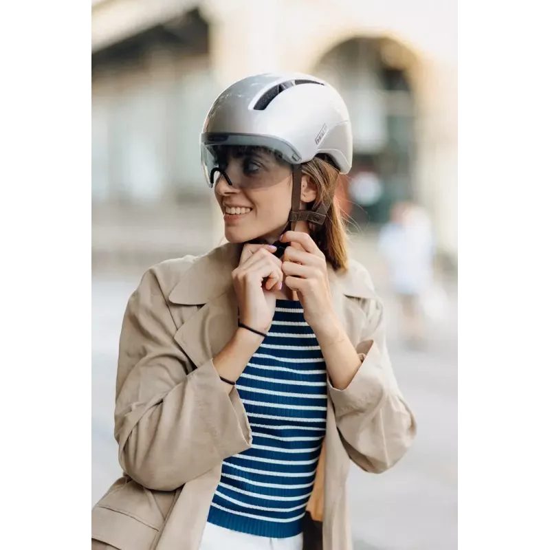 Cycling helmet HJC CALIDO PLUS L, Pearl Greyish Silver, in-mold, 58–63 cm, 350 g, magnetic visor