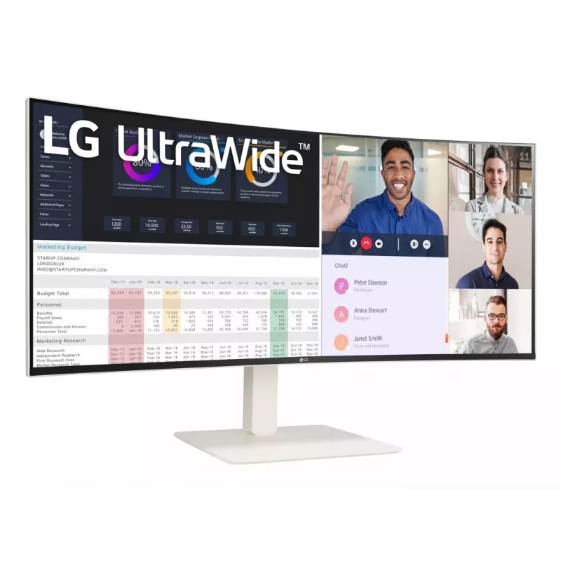 LG 38WR85QC-W computer monitor 96.5 cm (38 inch) 3840 x 1600 pixels UltraWide Quad HD LCD White