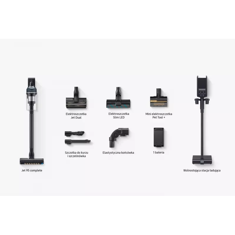 Samsung VS20C9544TB/GE stick vacuum/electric broom 2-in-1 stick vacuum Battery Dry Allergy filter, UltraFine Dust bag 580 W Black 2.2 Ah