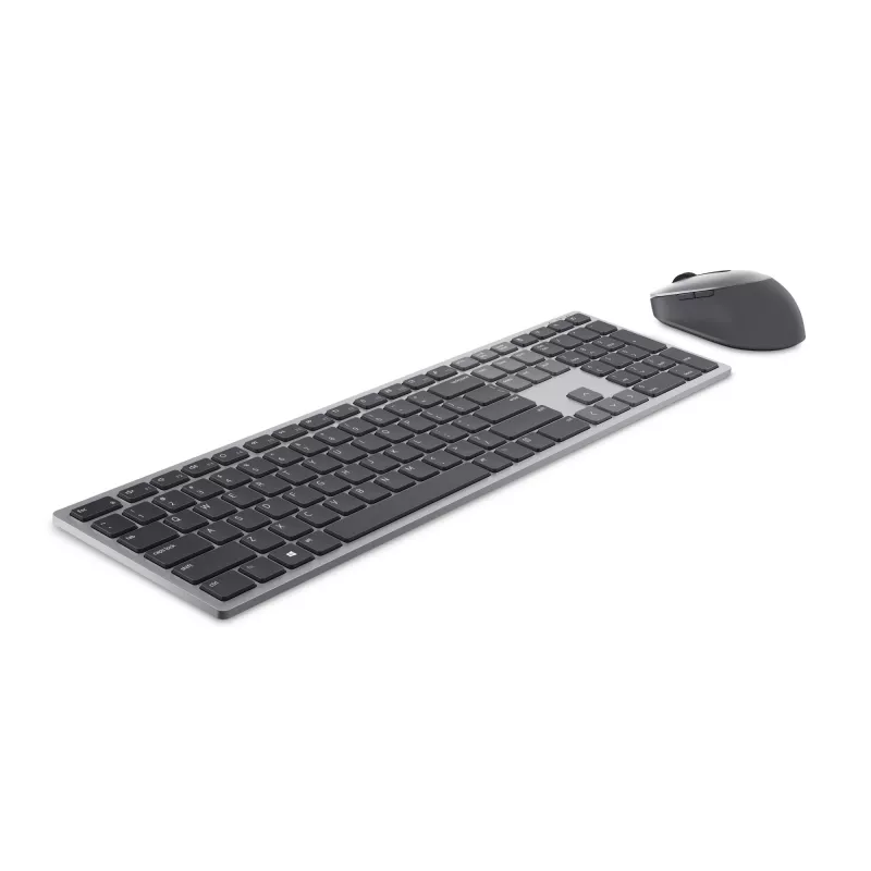 DELL Pro Plus Keyboard and Mouse - KM7321W - UK (QWERTY), Full-size (100%), Wireless, RF Wireless + Bluetooth, QWERTY, Grey, Titanium, Mouse included