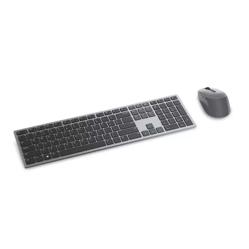 DELL Pro Plus Keyboard and Mouse - KM7321W - UK (QWERTY), Full-size (100%), Wireless, RF Wireless + Bluetooth, QWERTY, Grey, Titanium, Mouse included