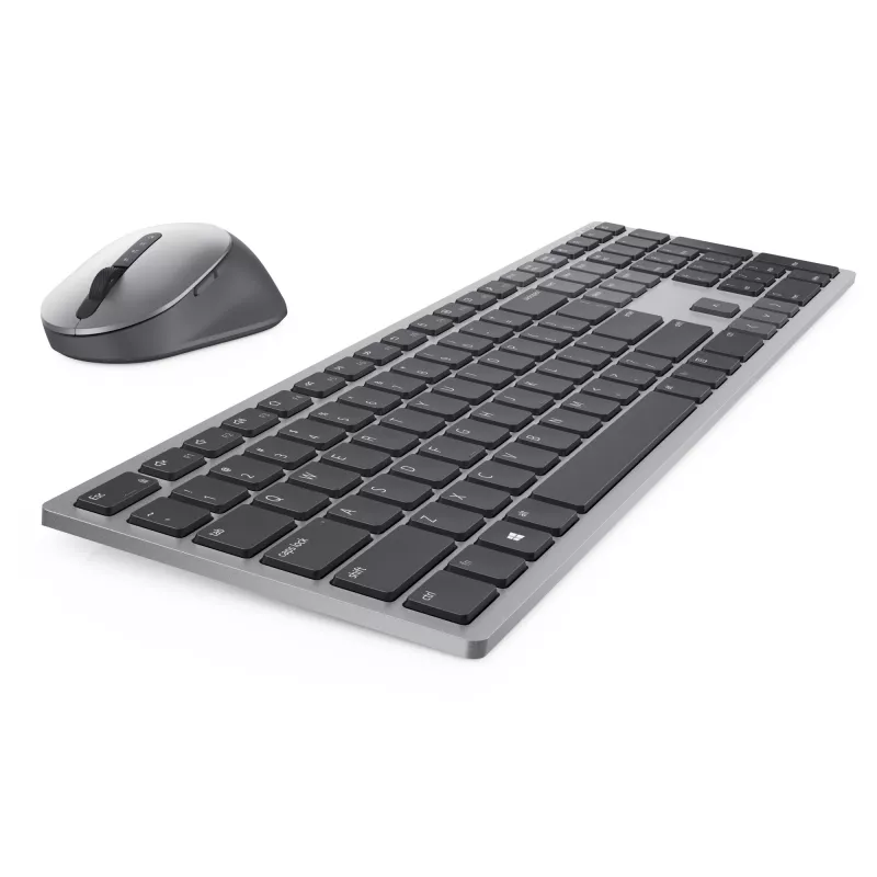 DELL Pro Plus Keyboard and Mouse - KM7321W - UK (QWERTY), Full-size (100%), Wireless, RF Wireless + Bluetooth, QWERTY, Grey, Titanium, Mouse included