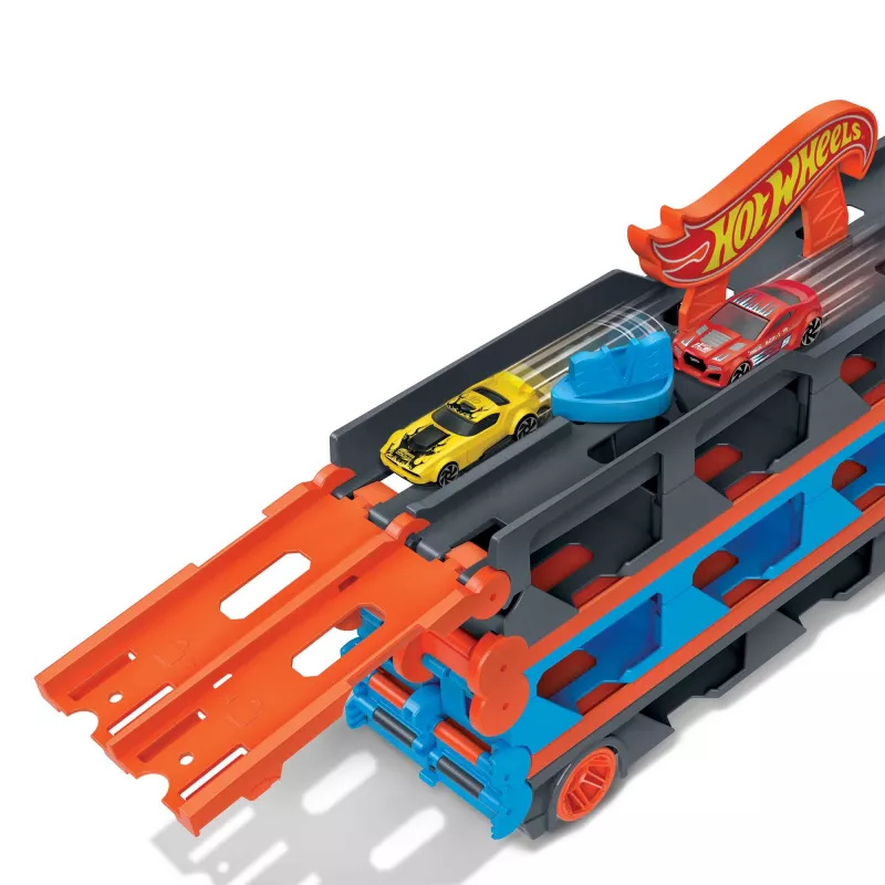 Hot Wheels City Speedway Hauler Carrier with 3 Toy Cars, Vehicle set, 4 yr(s), Plastic, Grey, Multicolour