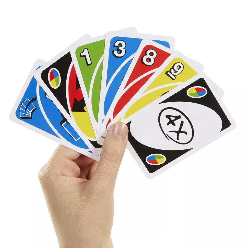 Games UNO Extreme is the updated version of the classic family card game, featuring lights, sounds and a random-action launcher Great gift for ages 7+.
