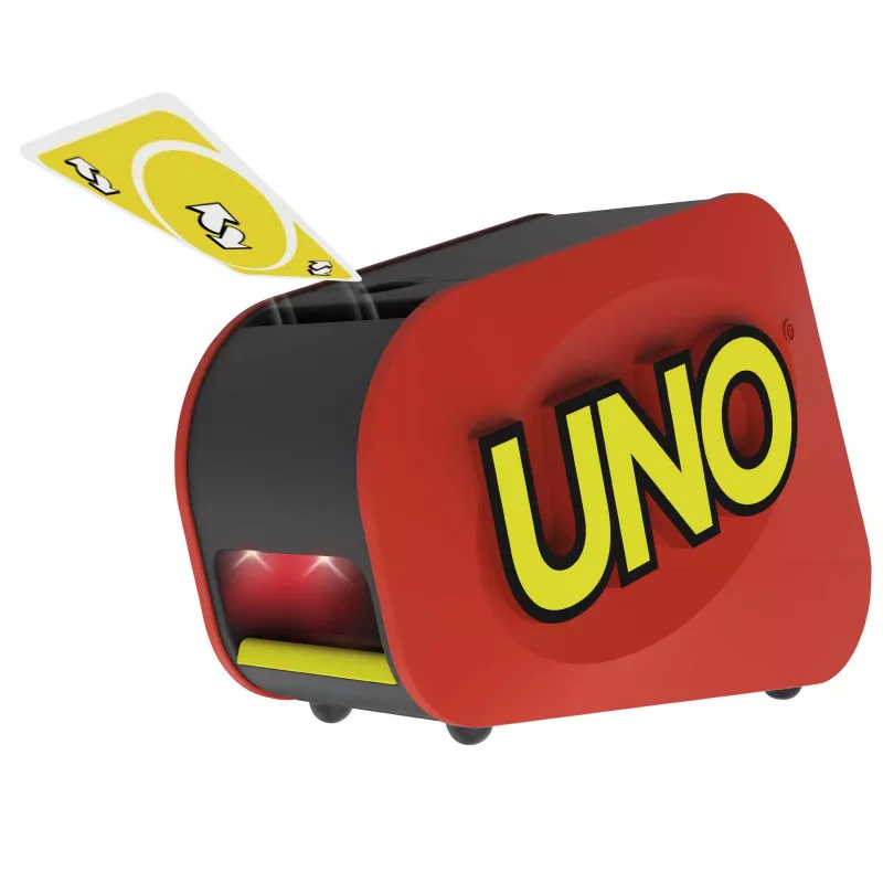 Games UNO Extreme is the updated version of the classic family card game, featuring lights, sounds and a random-action launcher Great gift for ages 7+.