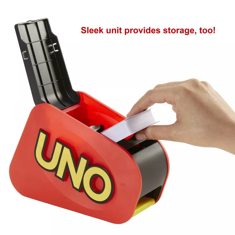 Games UNO Extreme is the updated version of the classic family card game, featuring lights, sounds and a random-action launcher Great gift for ages 7+.