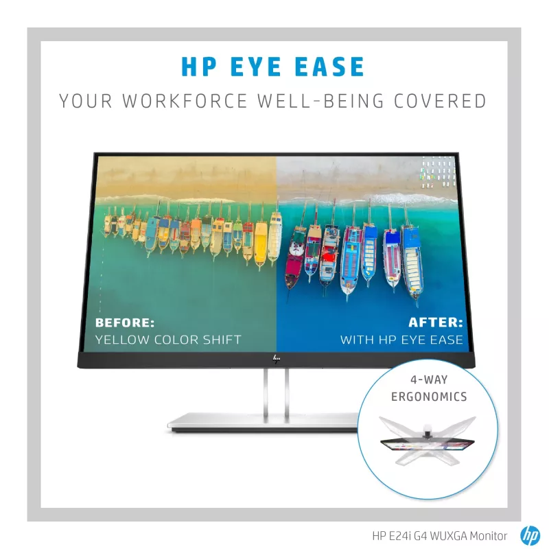 HP E-Series E24i G4 WUXGA Monitor, 61 cm (24 inch), 1920 x 1200 pixels, WUXGA, LCD, 5 ms, Black