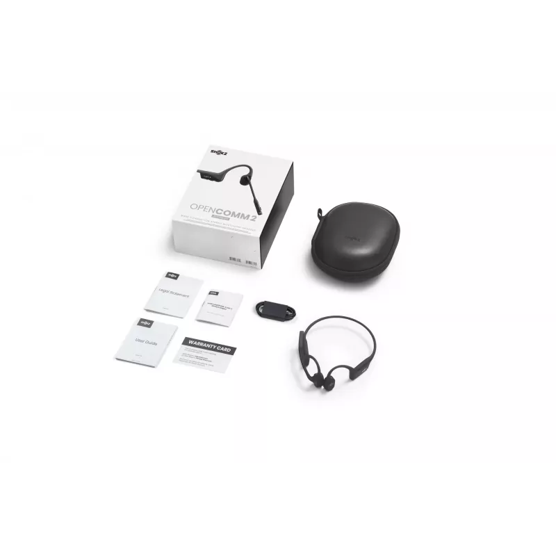 SHOKZ OpenComm2 2025 Upgrade Wireless Bluetooth Bone Conduction Videoconferencing Headset with USB-C Charging Port | 16 Hr Talk Time, 29m Wireless Range, 1 Hr Charge Time | Includes Noise Cancelling Boom Mic, Black