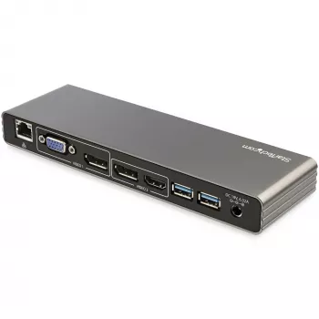 StarTech.com Thunderbolt 3 Dock - Dual 4K 60Hz Monitor TB3 Laptop Docking Station with DisplayPort, HDMI & 1080p VGA - 85W Power Delivery & Charging - 2x USB-A, Ethernet - Mac & Windows