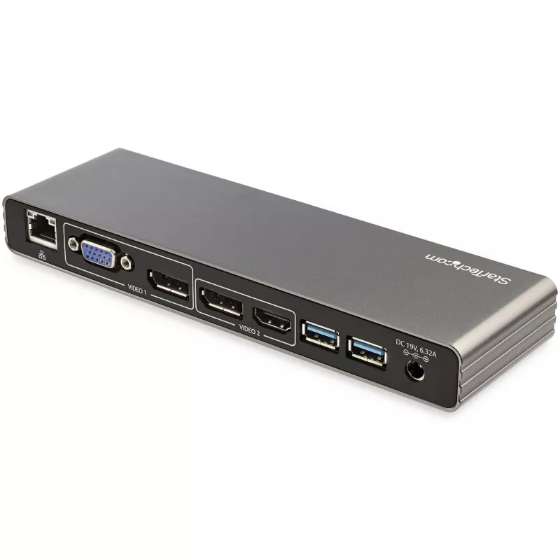StarTech.com Thunderbolt 3 Dock - Dual 4K 60Hz Monitor TB3 Laptop Docking Station with DisplayPort, HDMI & 1080p VGA - 85W Power Delivery & Charging - 2x USB-A, Ethernet - Mac & Windows