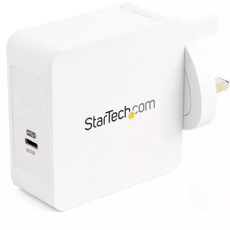 StarTech.com USB C Wall Charger - USB C Laptop Charger 60W PD - 6ft/2m Cable - Universal Compact Type C Power Adapter - Dell XPS/Lenovo X1 Carbon/HP EliteBook/MacBook - USB IF/CE Certified