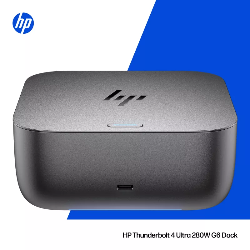 HP Thunderbolt 4 Ultra 280W G6 Dock, Wired, Thunderbolt 4, 280 W, 10,100,1000,2500 Mbit/s, Grey, 8K Ultra HD