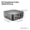 HP Thunderbolt 4 Ultra 280W G6 Dock, Wired, Thunderbolt 4, 280 W, 10,100,1000,2500 Mbit/s, Grey, 8K Ultra HD