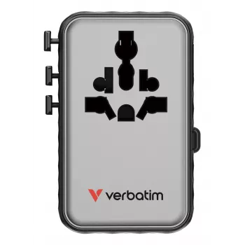 Verbatim Charge 'n' Travel 100W Universal Travel Adapter with retractable cable Black