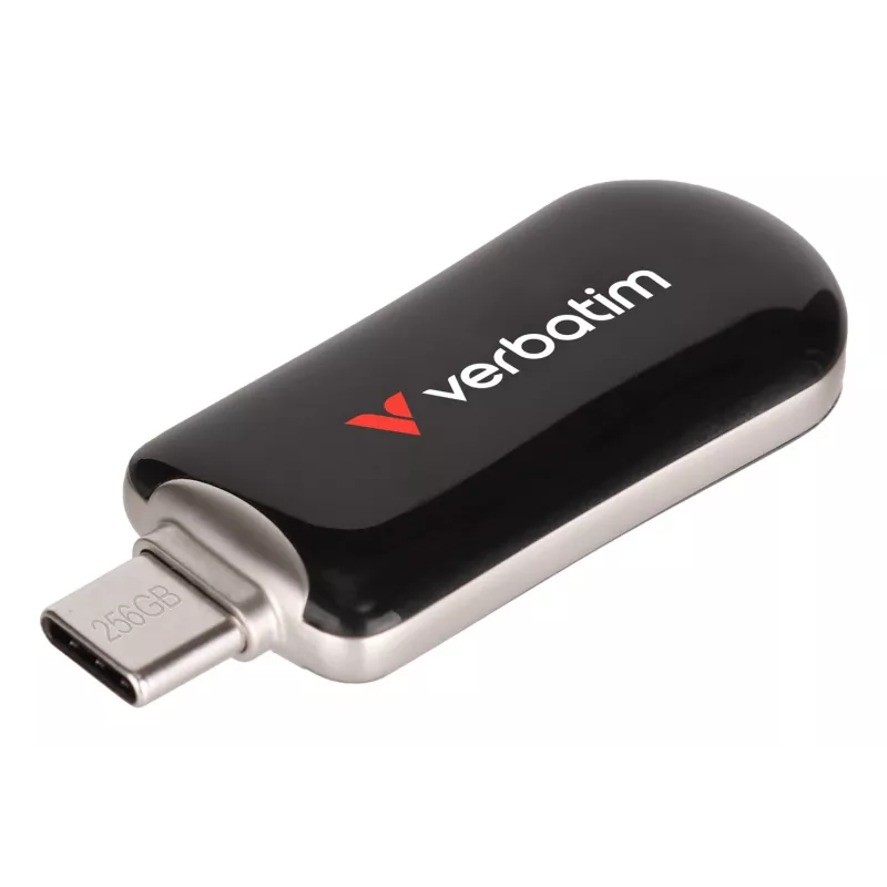 Verbatim Plectra USB-C Flash Drive Black 256GB, 256 GB, USB Type-C, 3.2 Gen 1 (3.1 Gen 1), 100 MB/s, Capless, Black
