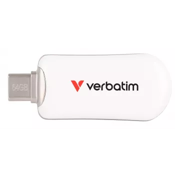Verbatim Plectra USB-C Flash Drive White 64GB, 64 GB, USB Type-C, 3.2 Gen 1 (3.1 Gen 1), 100 MB/s, Capless, White