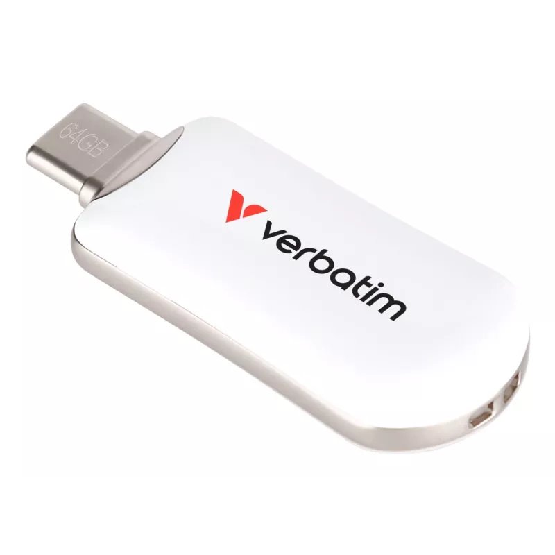 Verbatim Plectra USB-C Flash Drive White 64GB, 64 GB, USB Type-C, 3.2 Gen 1 (3.1 Gen 1), 100 MB/s, Capless, White
