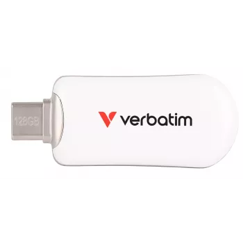 Verbatim Plectra USB-C Flash Drive White 128GB, 128 GB, USB Type-C, 3.2 Gen 1 (3.1 Gen 1), 100 MB/s, Capless, White