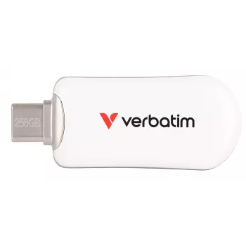 Verbatim Plectra USB-C Flash Drive White 256GB, 256 GB, USB Type-C, 3.2 Gen 1 (3.1 Gen 1), 100 MB/s, Capless, White