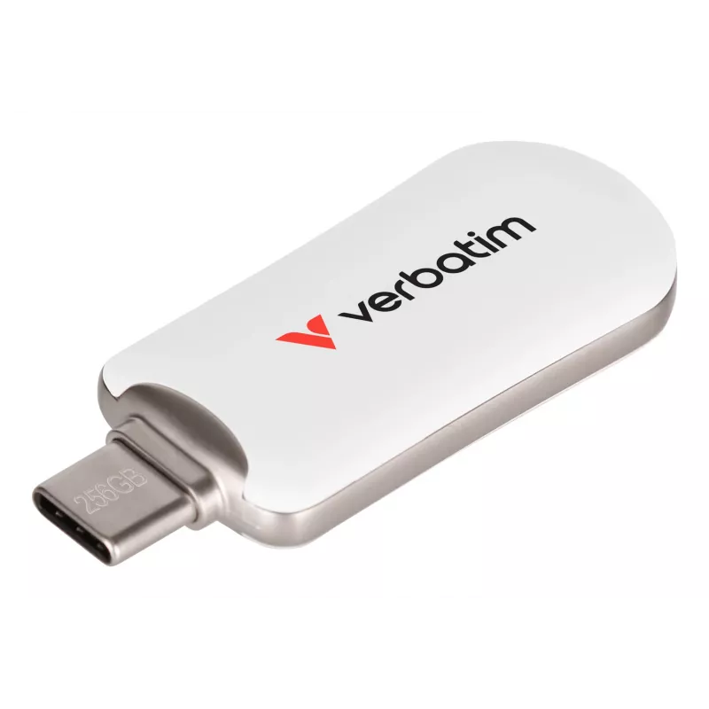 Verbatim Plectra USB-C Flash Drive White 256GB, 256 GB, USB Type-C, 3.2 Gen 1 (3.1 Gen 1), 100 MB/s, Capless, White