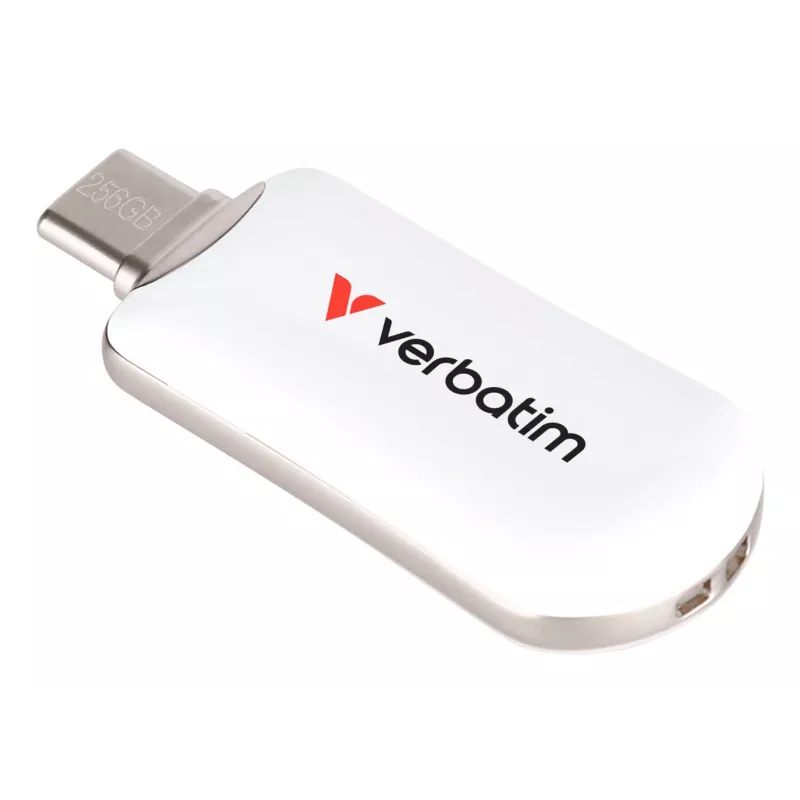 Verbatim Plectra USB-C Flash Drive White 256GB, 256 GB, USB Type-C, 3.2 Gen 1 (3.1 Gen 1), 100 MB/s, Capless, White