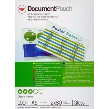 GBC Lamination Pouch A6 80 Micron, Glossy, Transparent, A6, 111 mm, 154 mm, 100 pc(s)