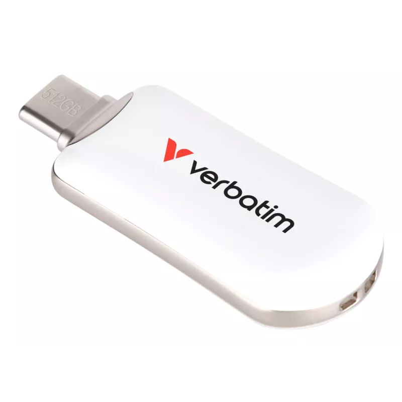 Verbatim Plectra USB-C Flash Drive White 512GB, 512 GB, USB Type-C, 3.2 Gen 1 (3.1 Gen 1), 100 MB/s, Capless, White