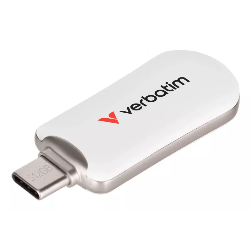 Verbatim Plectra USB-C Flash Drive White 512GB, 512 GB, USB Type-C, 3.2 Gen 1 (3.1 Gen 1), 100 MB/s, Capless, White