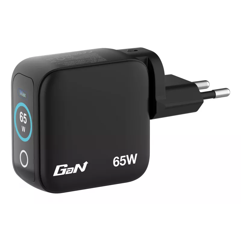 Verbatim Mini GaN Charger 65W with Display, Indoor, AC, 20 V, Black