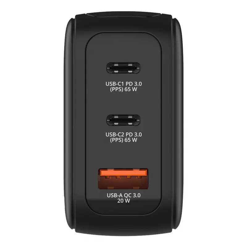 Verbatim Mini GaN Charger 65W with Display, Indoor, AC, 20 V, Black