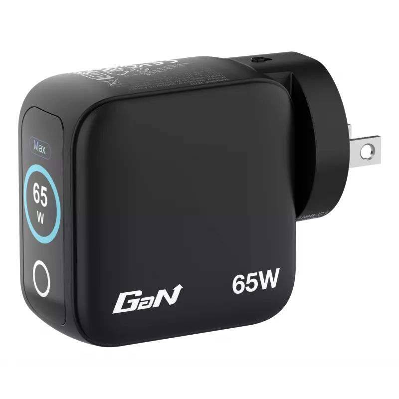 Verbatim Mini GaN Charger 65W with Display, Indoor, AC, 20 V, Black