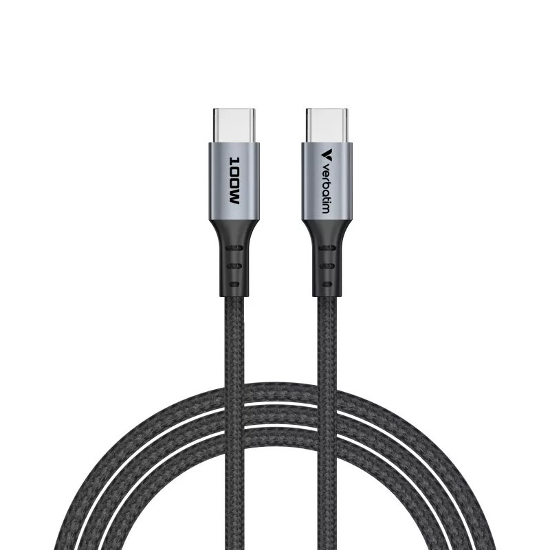 Verbatim Sync & Charge Cable - 100W USB-C to USB-C 120 cm, 1.2 m, USB C, USB C, USB 2.0, 0.48 Gbit/s, Black