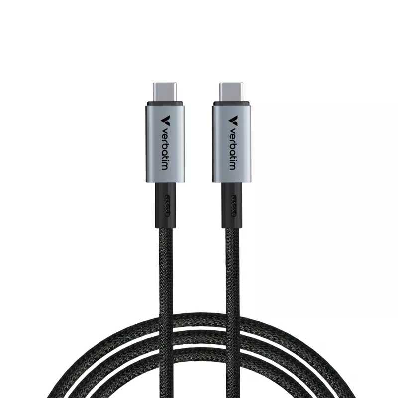 Verbatim Sync & Charge USB C to USB C 240W 40 Gbps 120 cm, 1.2 m, USB C, USB C, USB4 Gen 2x2, 40 Gbit/s, Black