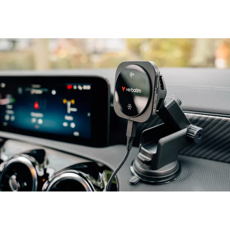 Verbatim Charge 'n' Drive Qi2 Magnetic Wireless Car Charger, Auto, USB, Wireless charging, 1 m, Black