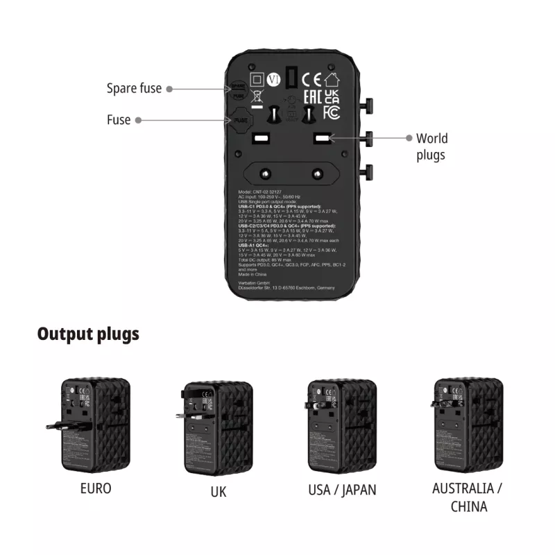 Verbatim Charge 'n' Travel Diamond 85W Retractable Cable CNT-02