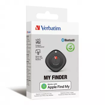 Verbatim MYF-01 Bluetooth Item Finder 1 pack Black, Personal, Finder, Black, Dust resistant, Waterproof, Acrylonitrile butadiene styrene (ABS), Polycarbonate (PC), IP66