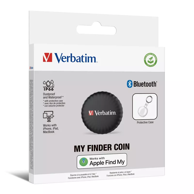 Verbatim My Finder Coin, Personal, Finder, Black, Dust resistant, Waterproof, IP66, CR2032