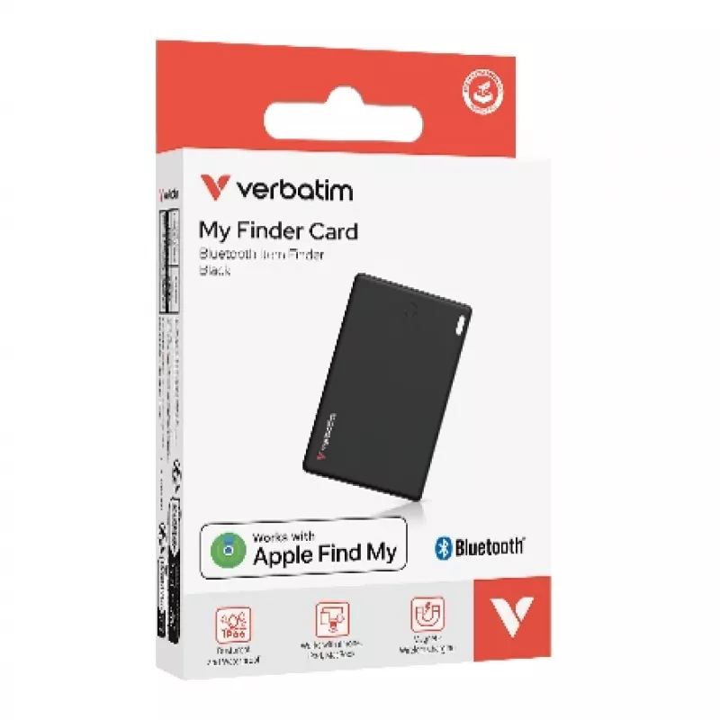 Verbatim My Finder Card Bluetooth Item Finder 1 pack Black, Personal, Finder, Black, Dust resistant, Waterproof, IP66, 1440 h