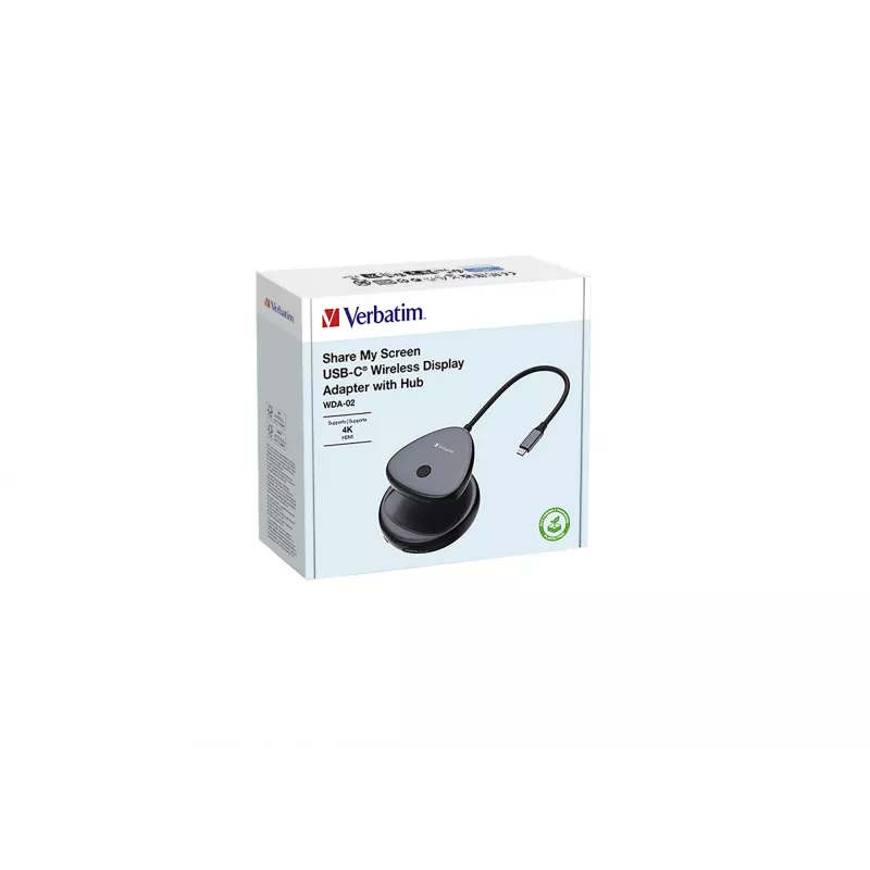 Verbatim Share My Screen USB-C Wireless Display Adapter 4K with Hub WDA-02