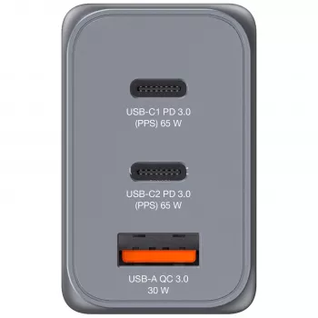 Verbatim GNC-65 GaN Charger 65W with 2 x USB-C PD 65W / 1 x USB-A QC 3.0 (EU/UK/US)