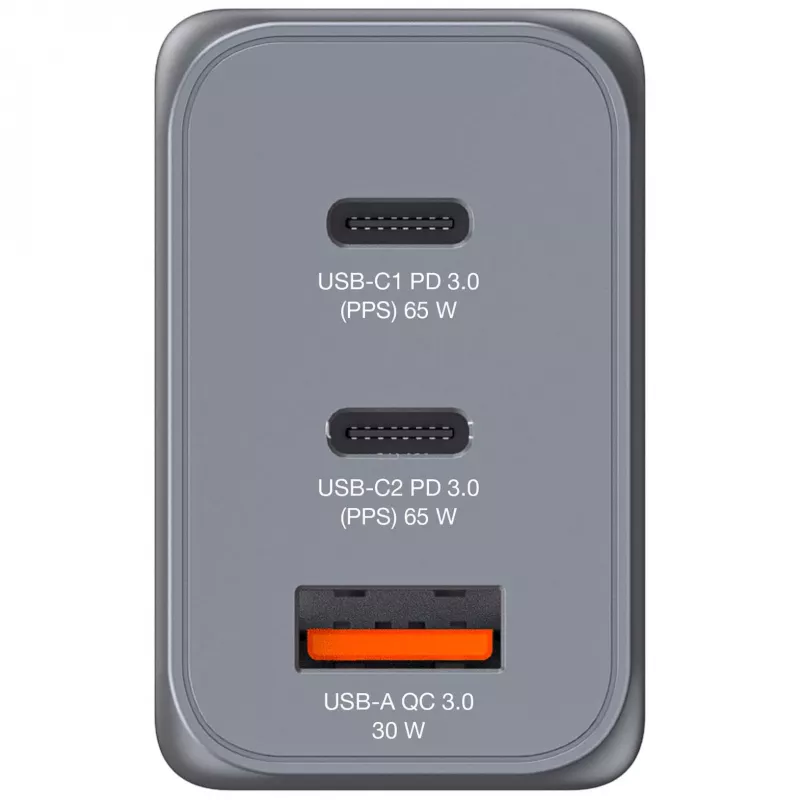Verbatim GNC-65 GaN Charger 65W with 2 x USB-C PD 65W / 1 x USB-A QC 3.0 (EU/UK/US)